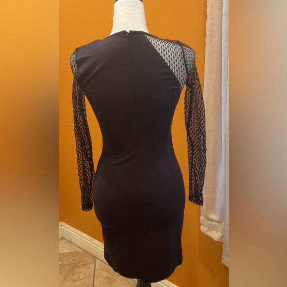 Guess | Women’s Mesh Overlay Black Sheath Dress XS - Picture 9 of 9
